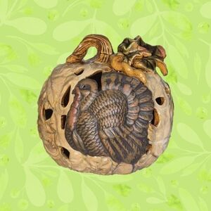 Pumpkin & Turkey Ceramic Lantern